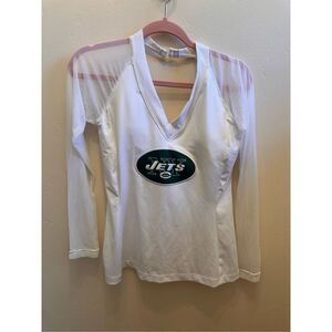 New York Jets Green and White NFL All Sport Couture Long Sleeve Open Back Top